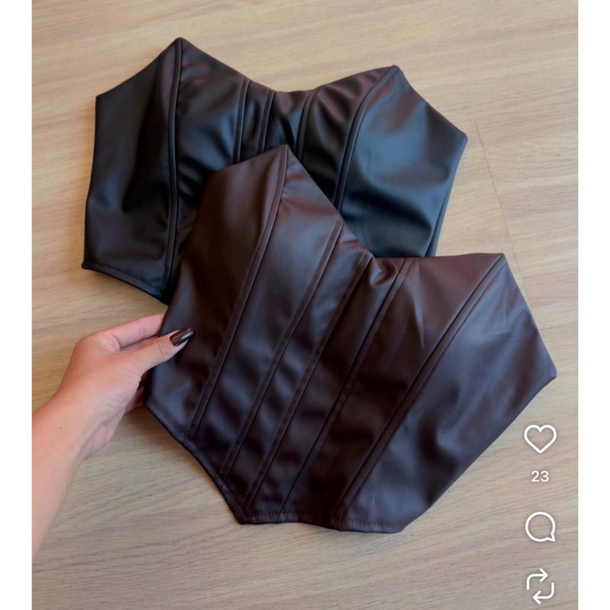 Cropped Corselet em Courino Ref.1366