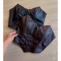 Cropped Corselet em Courino Ref.1366