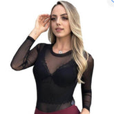 Body Manga Longa em Tule Ref.2551