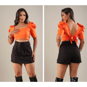 Cropped Alfaiataria Manga Princesa Ref.854