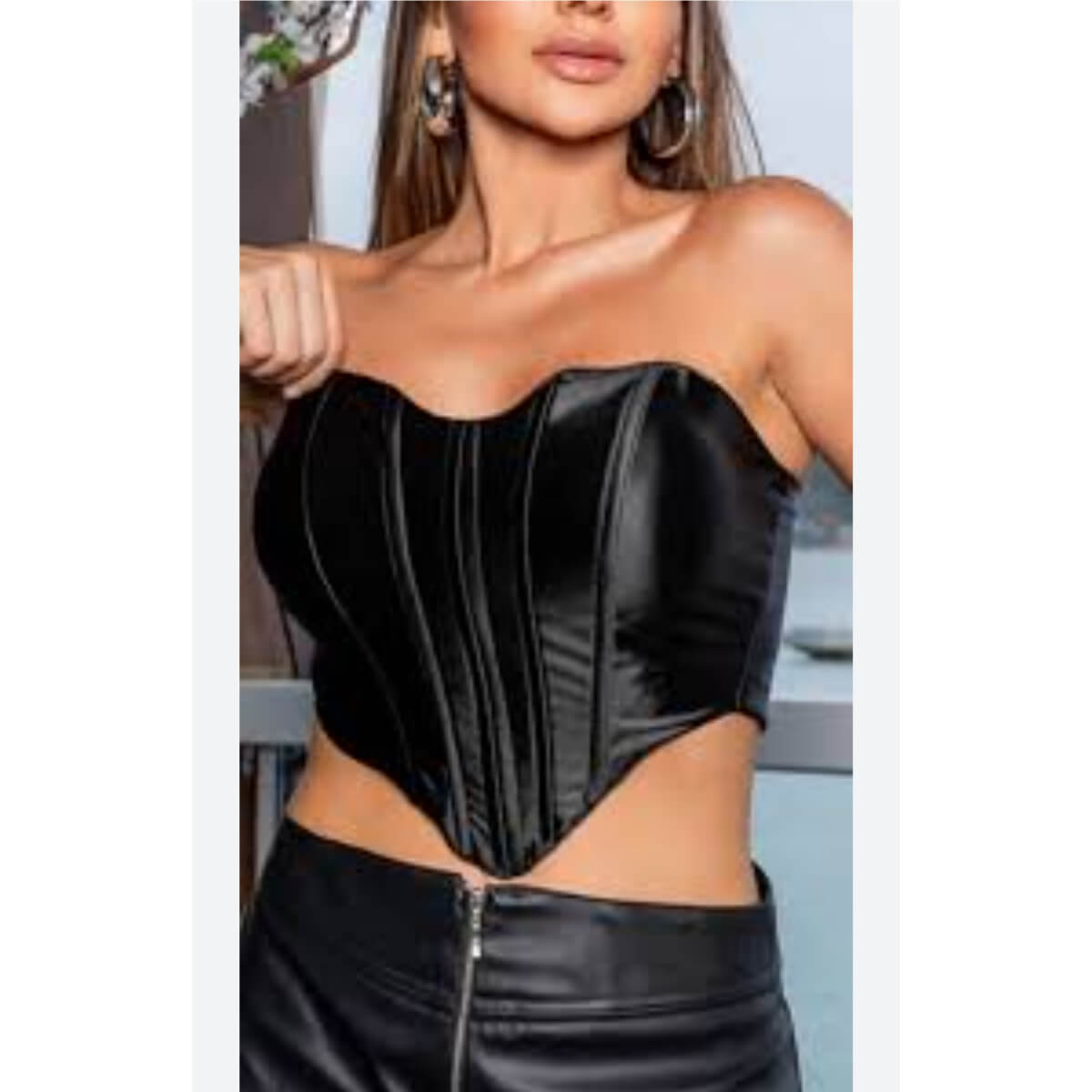 Cropped Corselet em Courino Ref.1366
