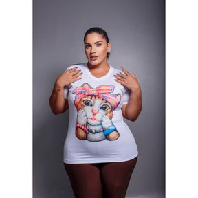 T-Shirt Manga e Punho Plus Size Ref.5536