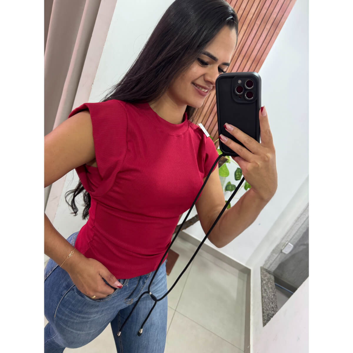 Blusa Canelada Manga Muscle Ref.6839