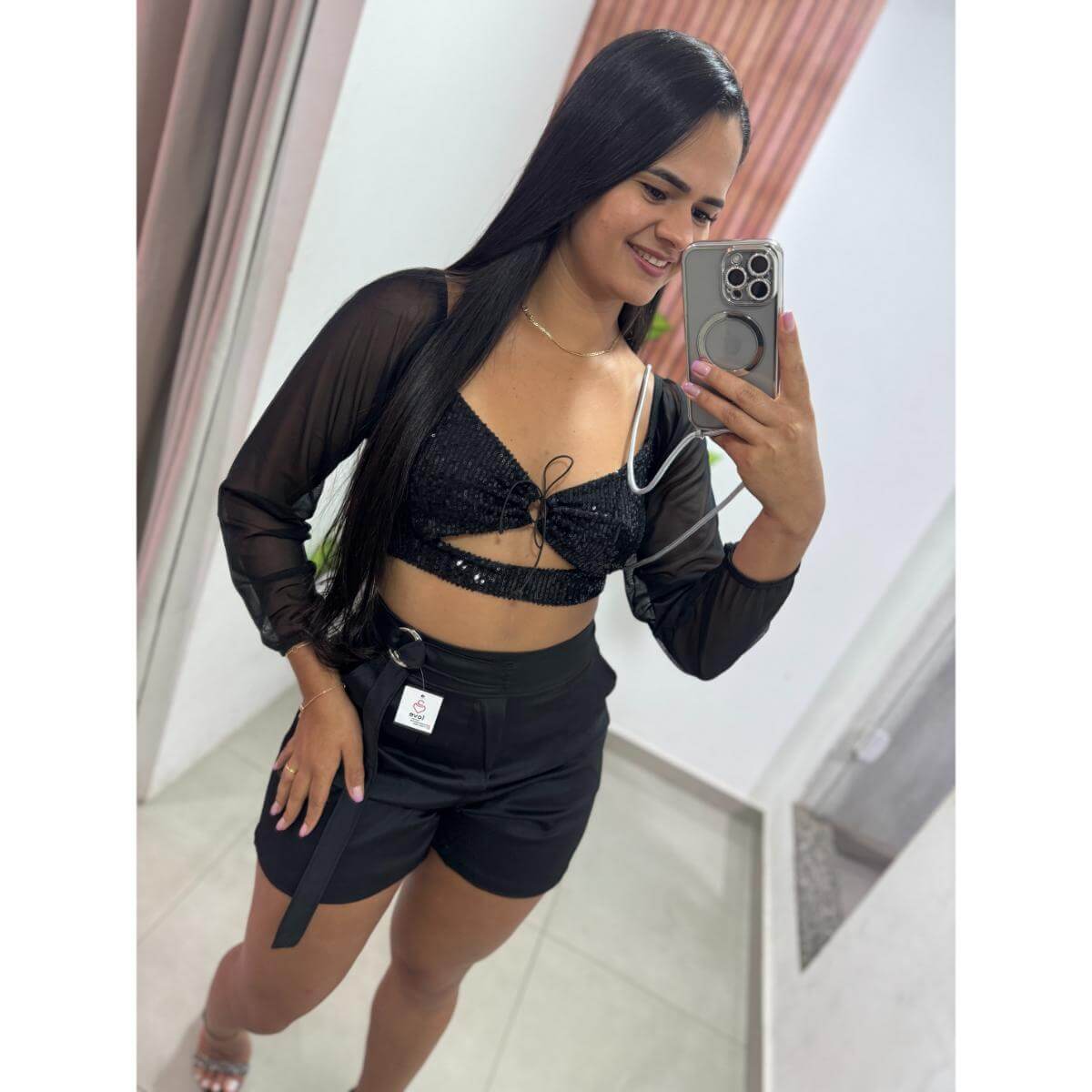 Cropped Paetê Ref.8659