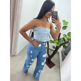 Cropped Jeans Faixa Ref.5384