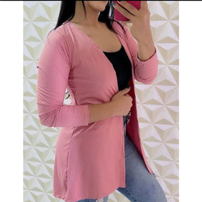 Cardigan Malha Canelado 3/4 Ref.832