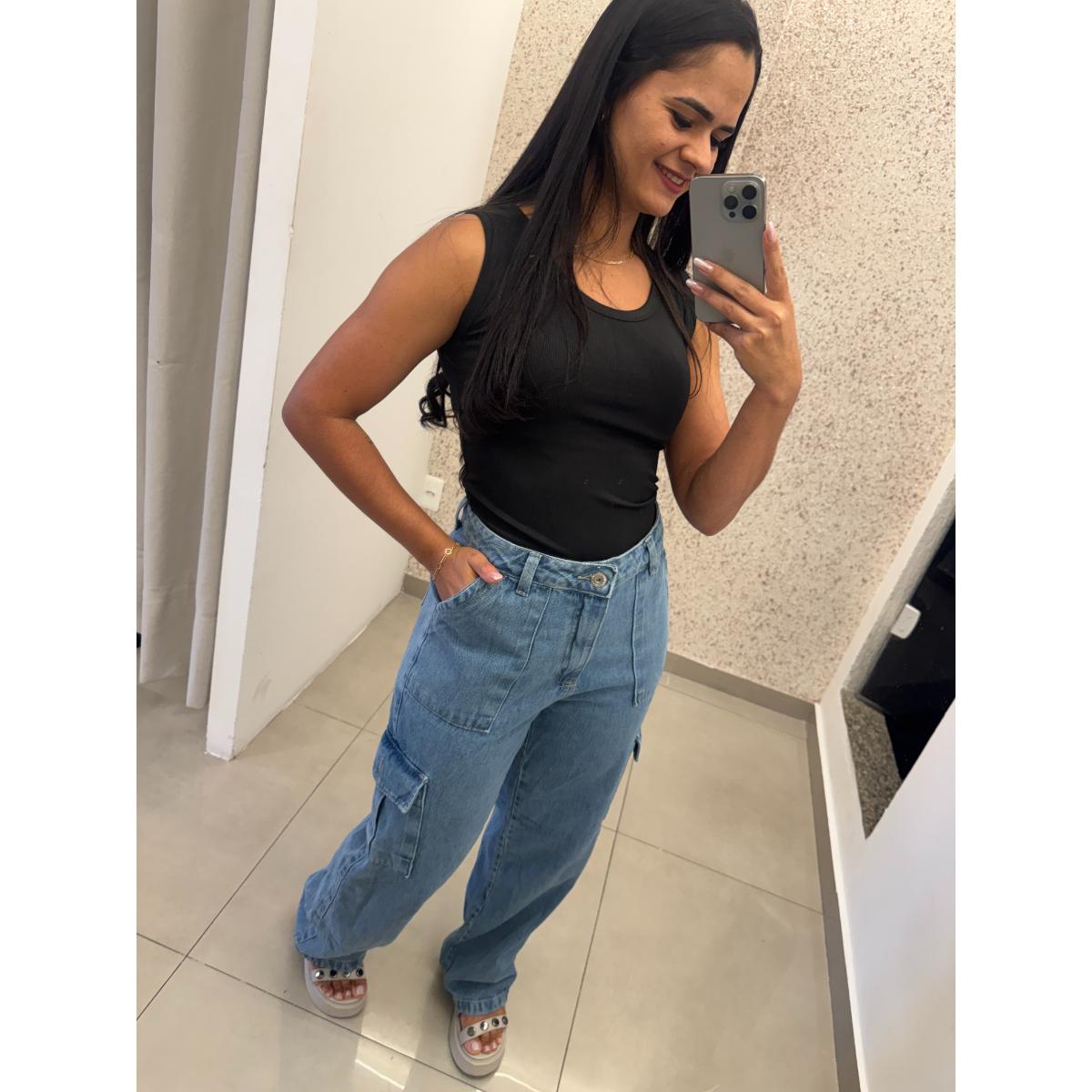 Calça Cargo Jeans Ref.7661