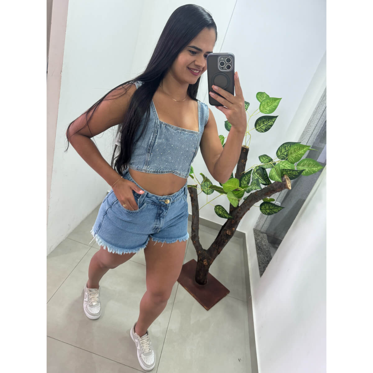 Cropped Jeans Strass Ref.5379