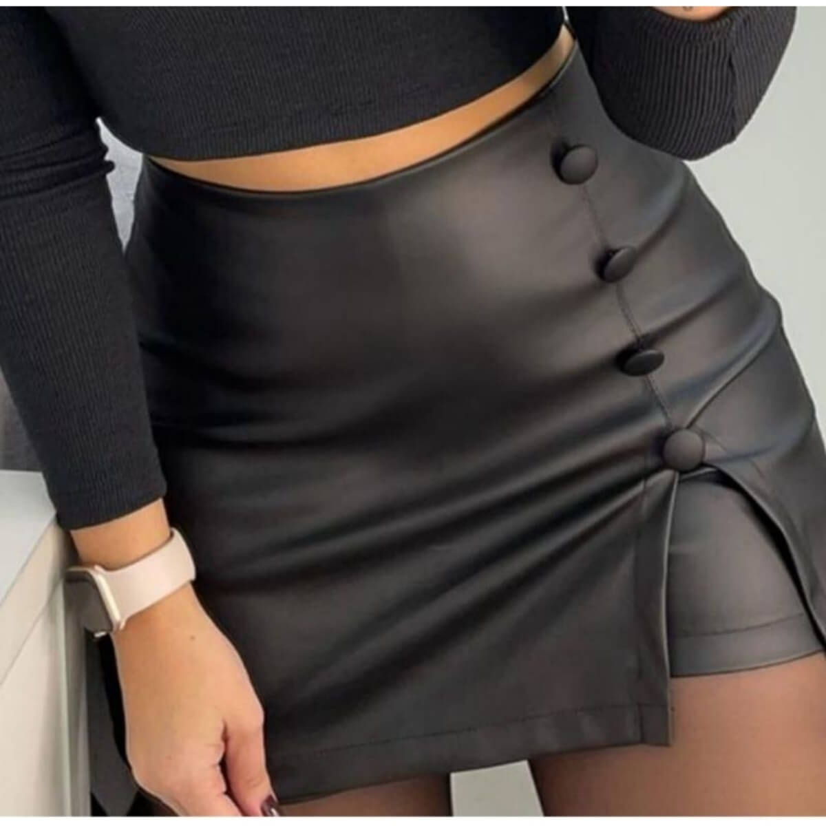 Short Saia Courino Botões Ref.7928