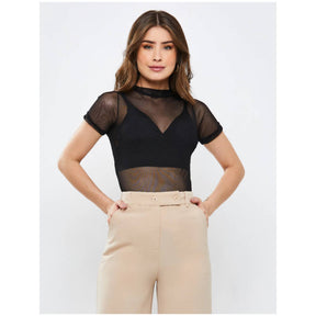 Body Ana Manga Curta em Tule Ref.2535