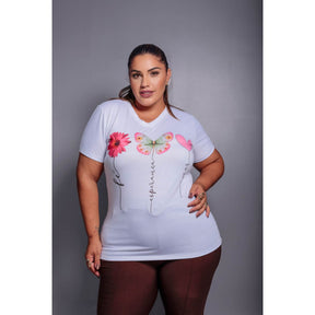 T-Shirt Manga e Punho Plus Size Ref.5536