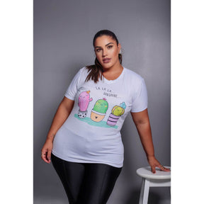 T-Shirt Manga e Punho Plus Size Ref.5536