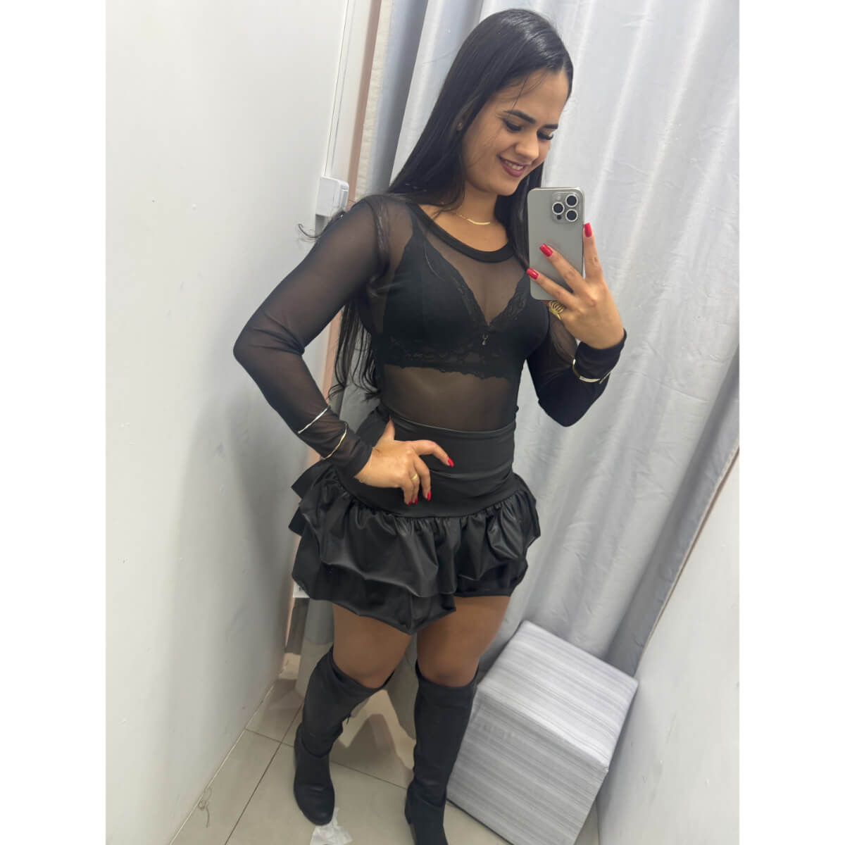 Saia Courino Babado Ref.7956