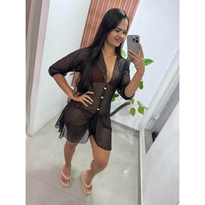 Kimono em Tule com Botões Ref.8925