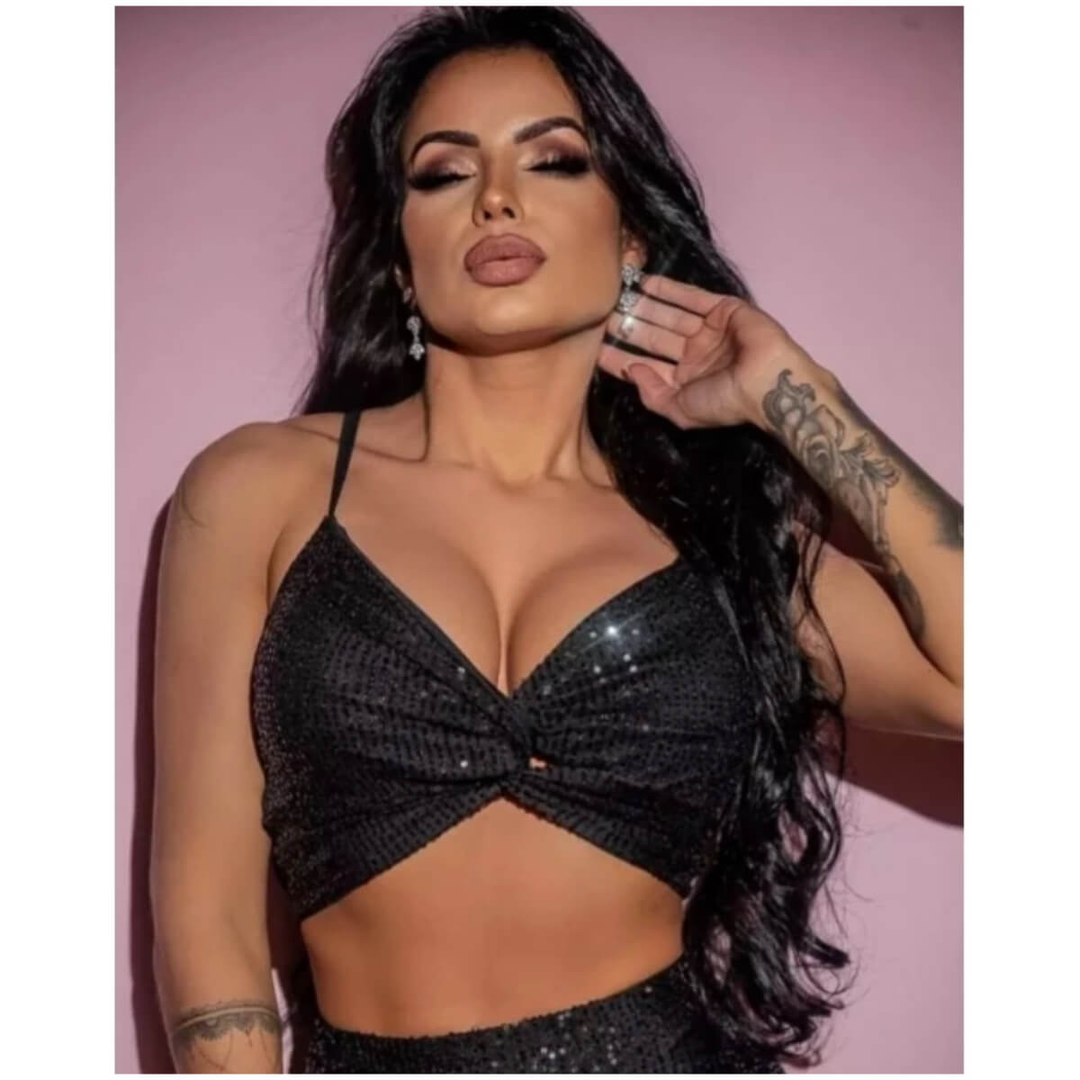 Cropped Decote Paetê Ref.1852