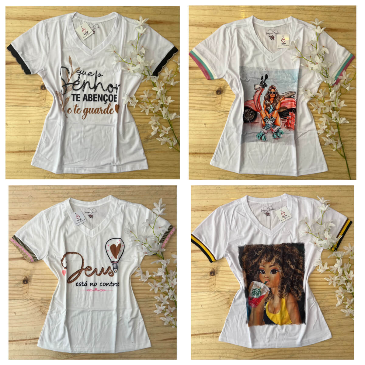 T-Shirt Manga e Punho Ref.1653