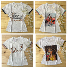 T-Shirt Manga e Punho Ref.1653