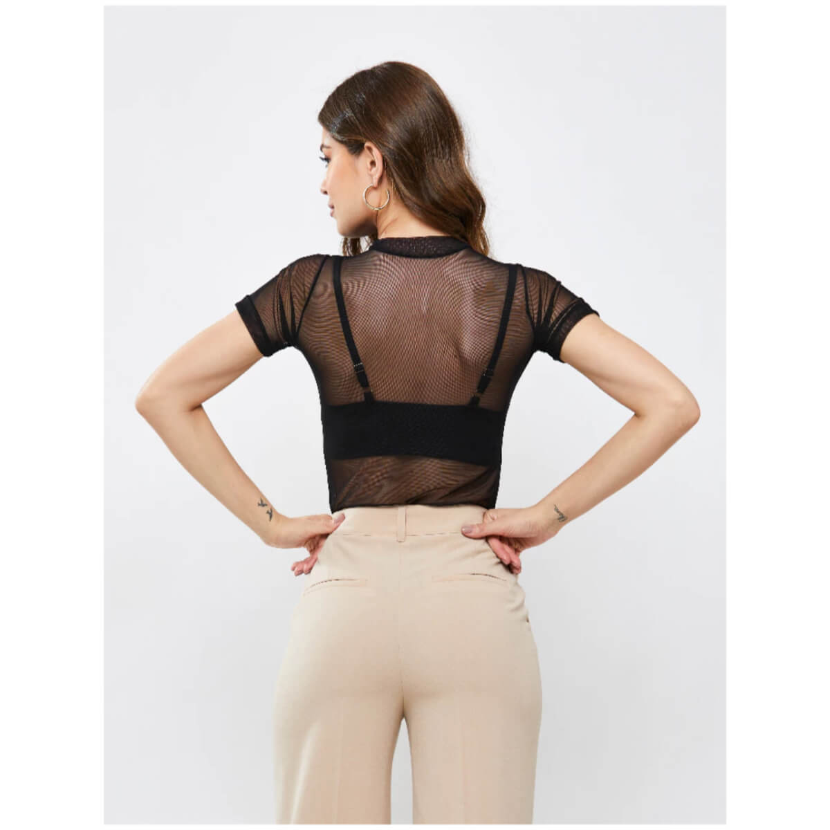 Body Ana Manga Curta em Tule Ref.2535