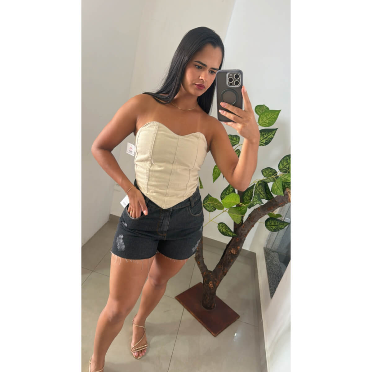 Cropped Jeans Corselet Ref.5389